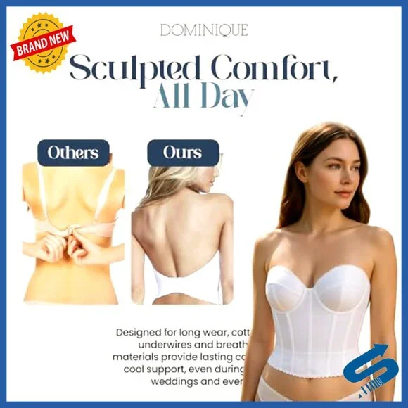Strapless Longline Bustier Bra, Full Support Shapewear for Formal Dresses